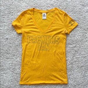 PINK Yellow V-Neck Packers Fan Top